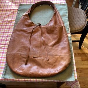 (SOLD) Brown supple tan vintage Lucky Brand Leather Hobo Bag - lots of pockets